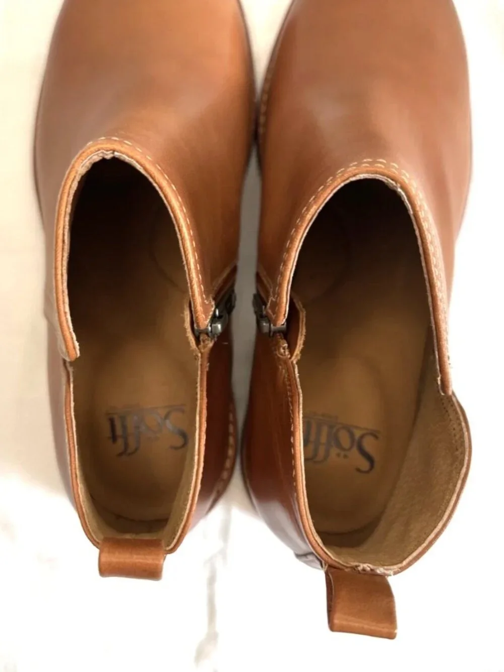 Softt Beatrice Leather Ankle Boots Tan Brown Women's Size 7.5